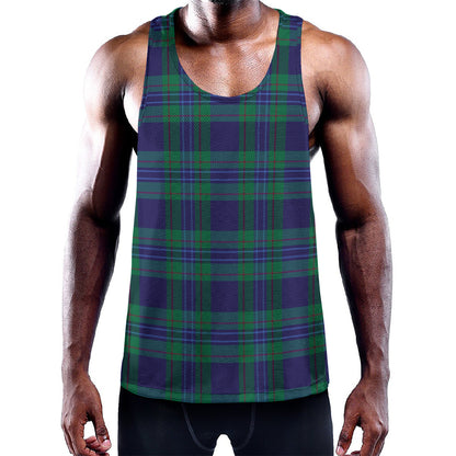 Blue Green And Red Tartan Pattern Print Training Tank Top