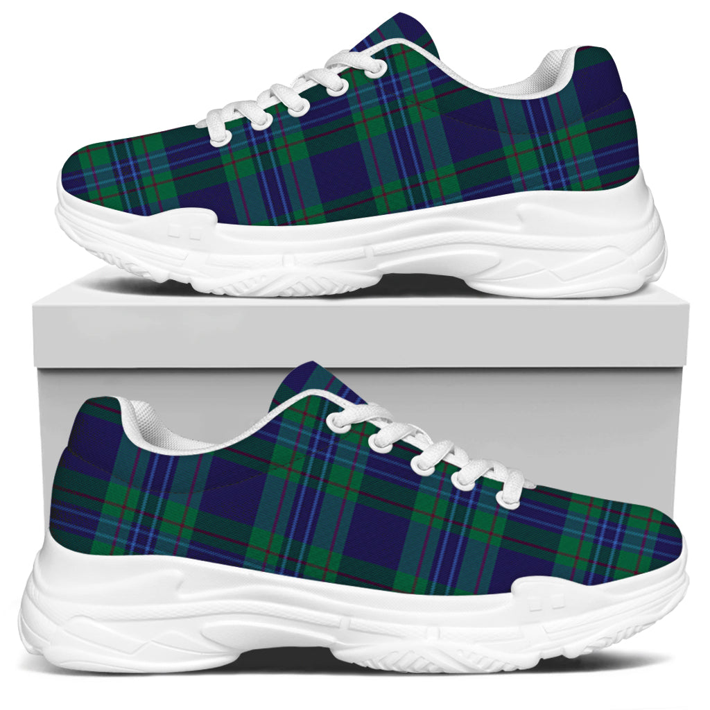Blue Green And Red Tartan Pattern Print White Chunky Shoes