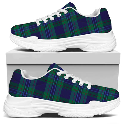 Blue Green And Red Tartan Pattern Print White Chunky Shoes