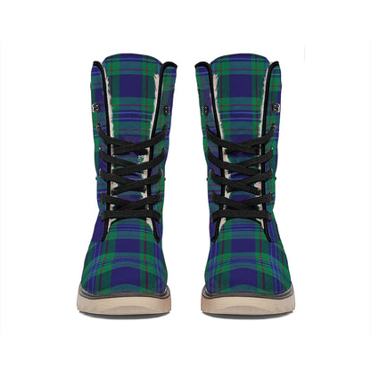 Blue Green And Red Tartan Pattern Print Winter Boots