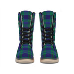 Blue Green And Red Tartan Pattern Print Winter Boots