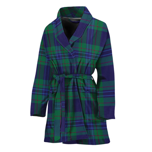 Blue Green And Red Tartan Pattern Print Women's Bathrobe