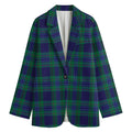 Blue Green And Red Tartan Pattern Print Women's Blazer