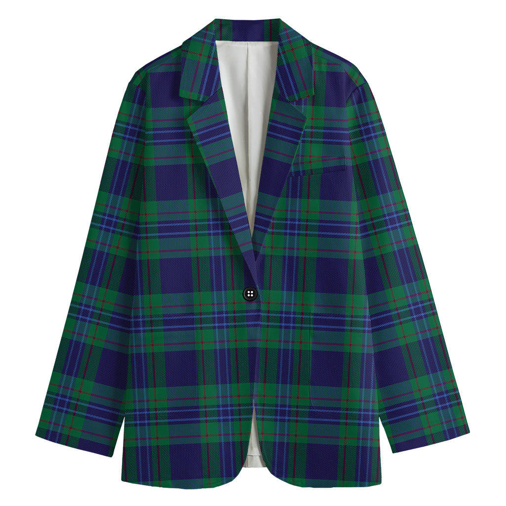 Blue Green And Red Tartan Pattern Print Women's Blazer