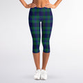 Blue Green And Red Tartan Pattern Print Women's Capri Leggings