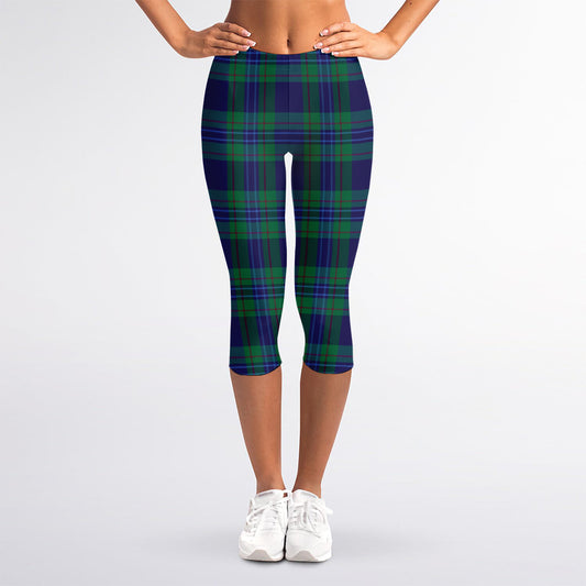 Blue Green And Red Tartan Pattern Print Women's Capri Leggings