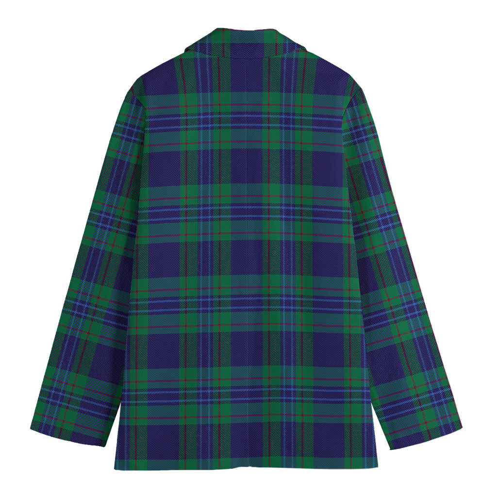 Blue Green And Red Tartan Pattern Print Women's Cotton Blazer