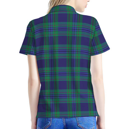 Blue Green And Red Tartan Pattern Print Women's Polo Shirt