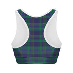 Blue Green And Red Tartan Pattern Print Women's Sports Bra
