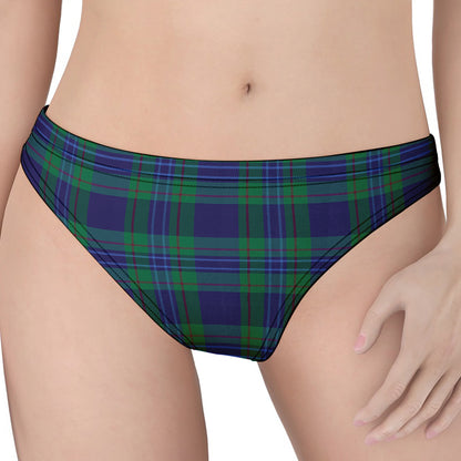 Blue Green And Red Tartan Pattern Print Women's Thong