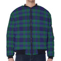Blue Green And Red Tartan Pattern Print Zip Sleeve Bomber Jacket