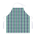Blue Green And White Houndstooth Print Adjustable Apron