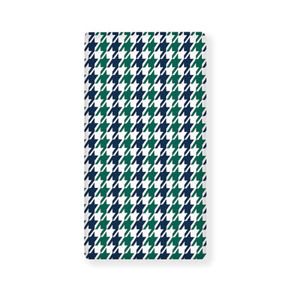 Blue Green And White Houndstooth Print Baby Crib Sheet