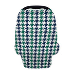 Blue Green And White Houndstooth Print Baby Seat Cover