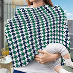 Blue Green And White Houndstooth Print Baby Seat Cover