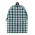 Blue Green And White Houndstooth Print School Backpack