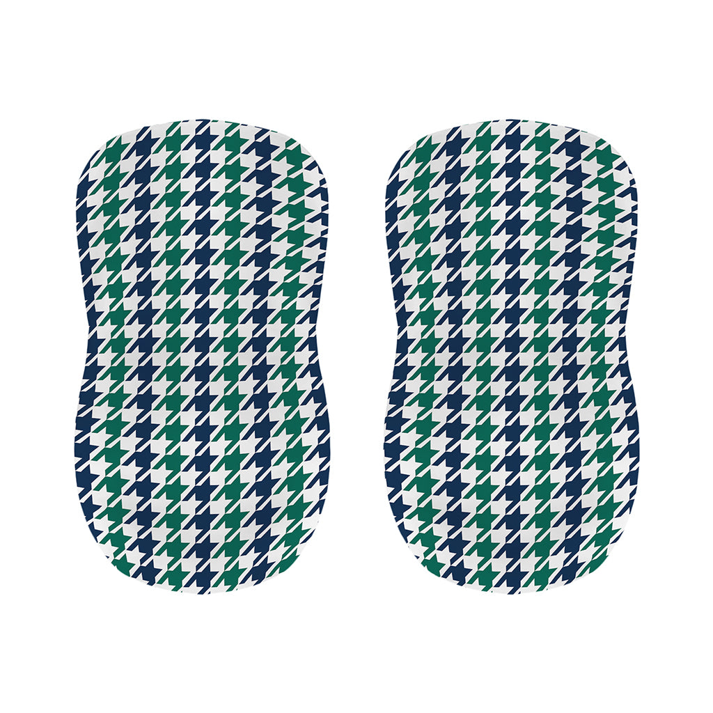 Blue Green And White Houndstooth Print Bar Stool Covers