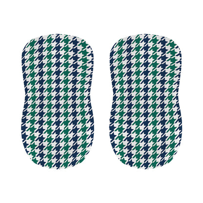 Blue Green And White Houndstooth Print Bar Stool Covers