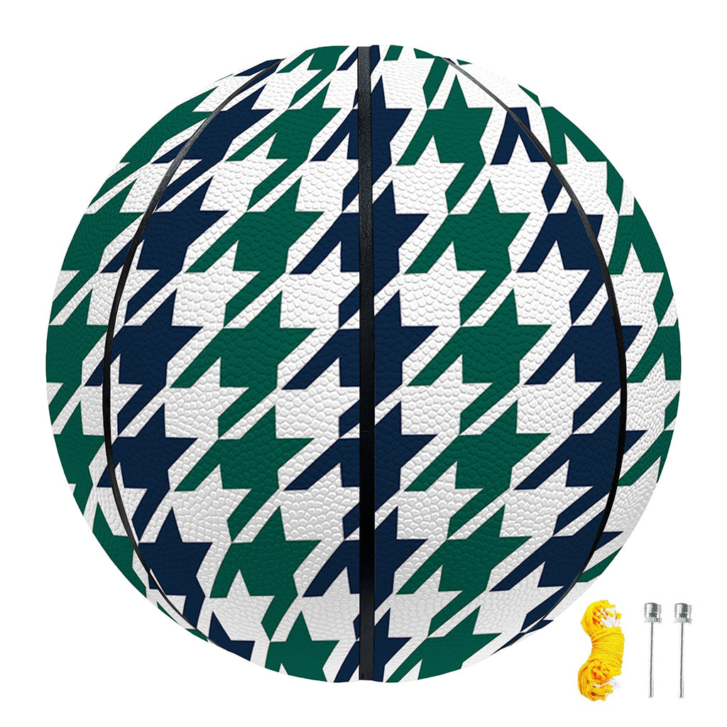 Blue Green And White Houndstooth Print Basketball