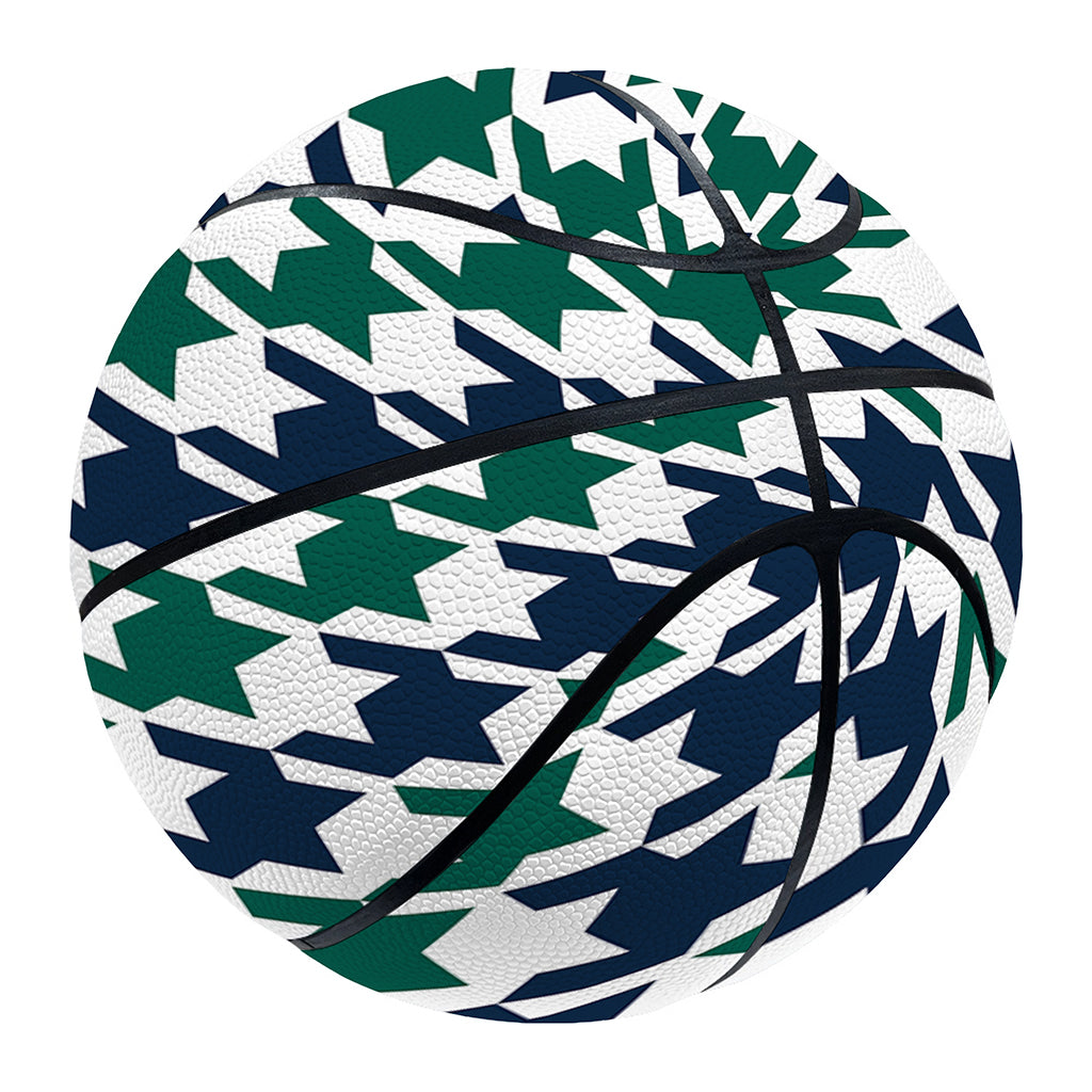 Blue Green And White Houndstooth Print Basketball