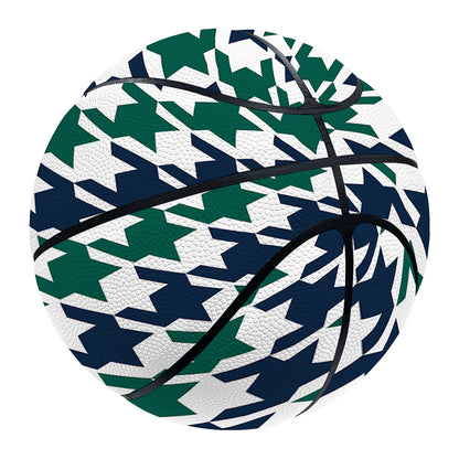 Blue Green And White Houndstooth Print Basketball