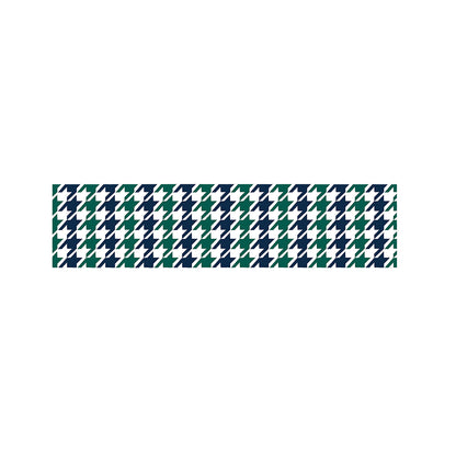Blue Green And White Houndstooth Print Bed Runner