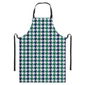 Blue Green And White Houndstooth Print Bib Apron With Pocket