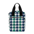 Blue Green And White Houndstooth Print Bible Tote Bag