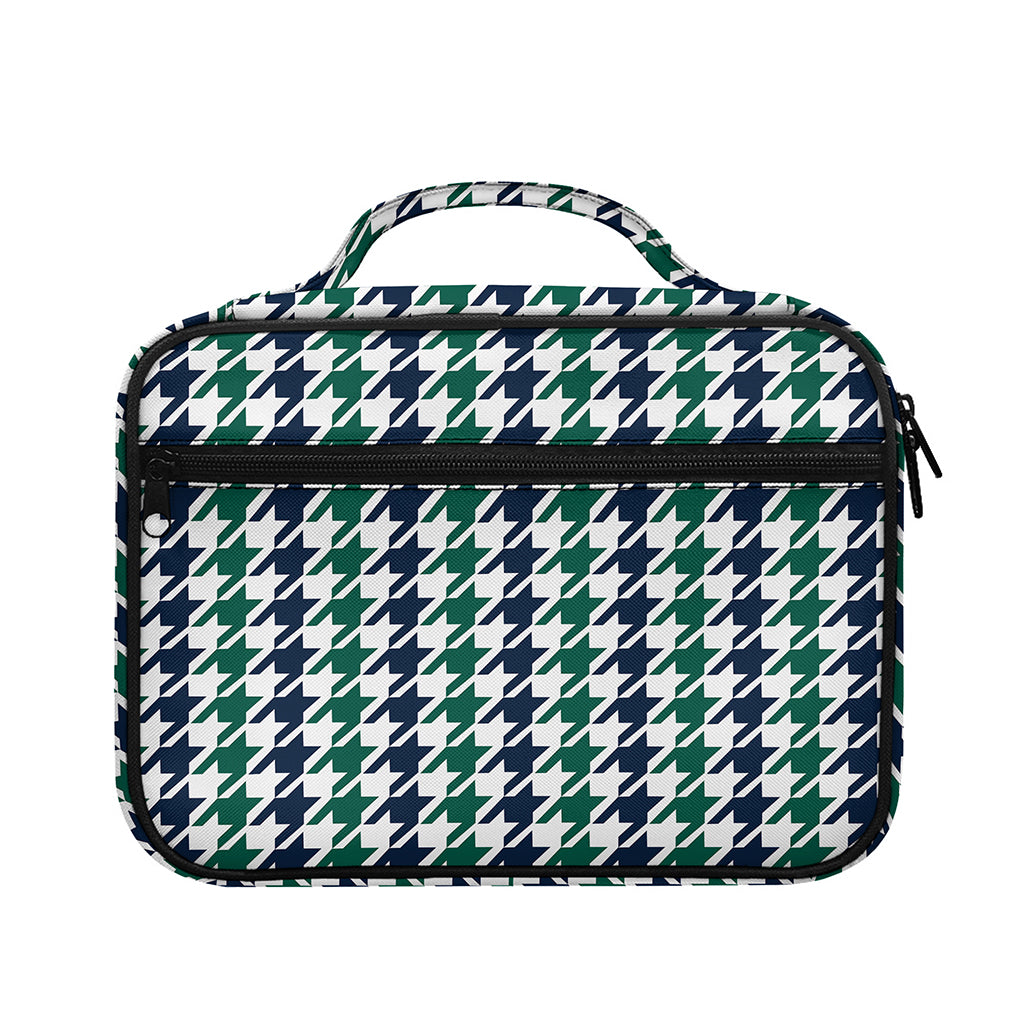 Blue Green And White Houndstooth Print Briefcase Bible Bag