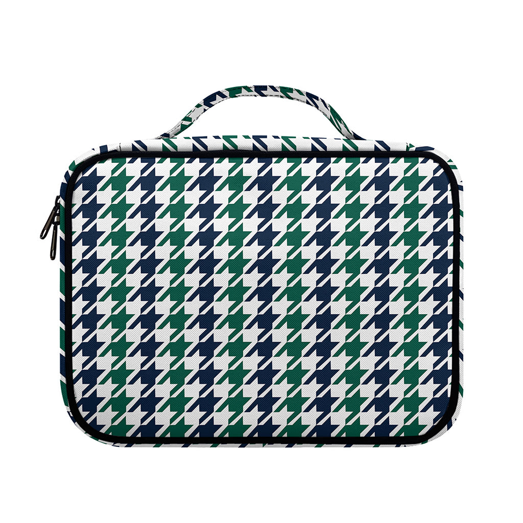 Blue Green And White Houndstooth Print Briefcase Bible Bag