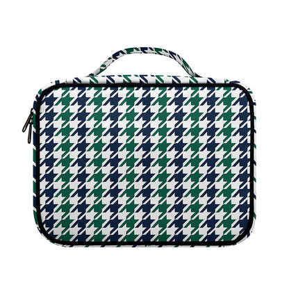Blue Green And White Houndstooth Print Briefcase Bible Bag