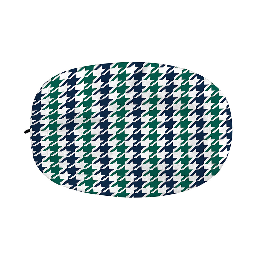 Blue Green And White Houndstooth Print Car Side Mirror Covers