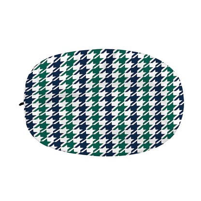 Blue Green And White Houndstooth Print Car Side Mirror Covers