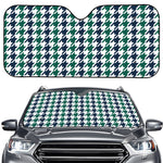 Blue Green And White Houndstooth Print Car Windshield Sun Shade