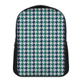 Blue Green And White Houndstooth Print Casual Backpack
