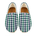 Blue Green And White Houndstooth Print Casual Shoes