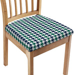Blue Green And White Houndstooth Print Chair Cushion Cover