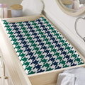 Blue Green And White Houndstooth Print Changing Pad Cover