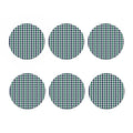 Blue Green And White Houndstooth Print Coaster Set