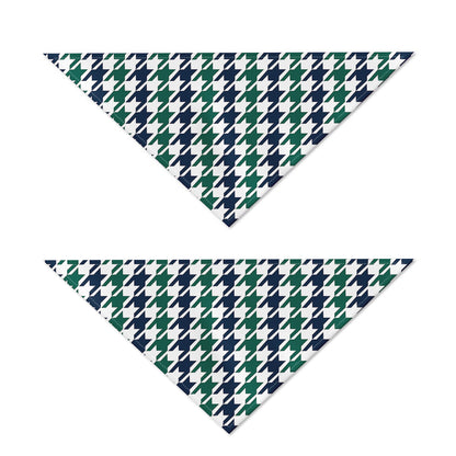 Blue Green And White Houndstooth Print Dog Bandana