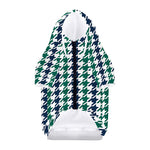 Blue Green And White Houndstooth Print Dog Zip Up Hoodie