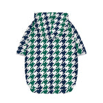Blue Green And White Houndstooth Print Dog Zip Up Hoodie