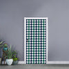 Blue Green And White Houndstooth Print Door Sticker