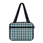 Blue Green And White Houndstooth Print Double Strap Bible Bag