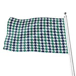 Blue Green And White Houndstooth Print Flag