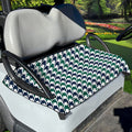 Blue Green And White Houndstooth Print Golf Cart Seat Cover