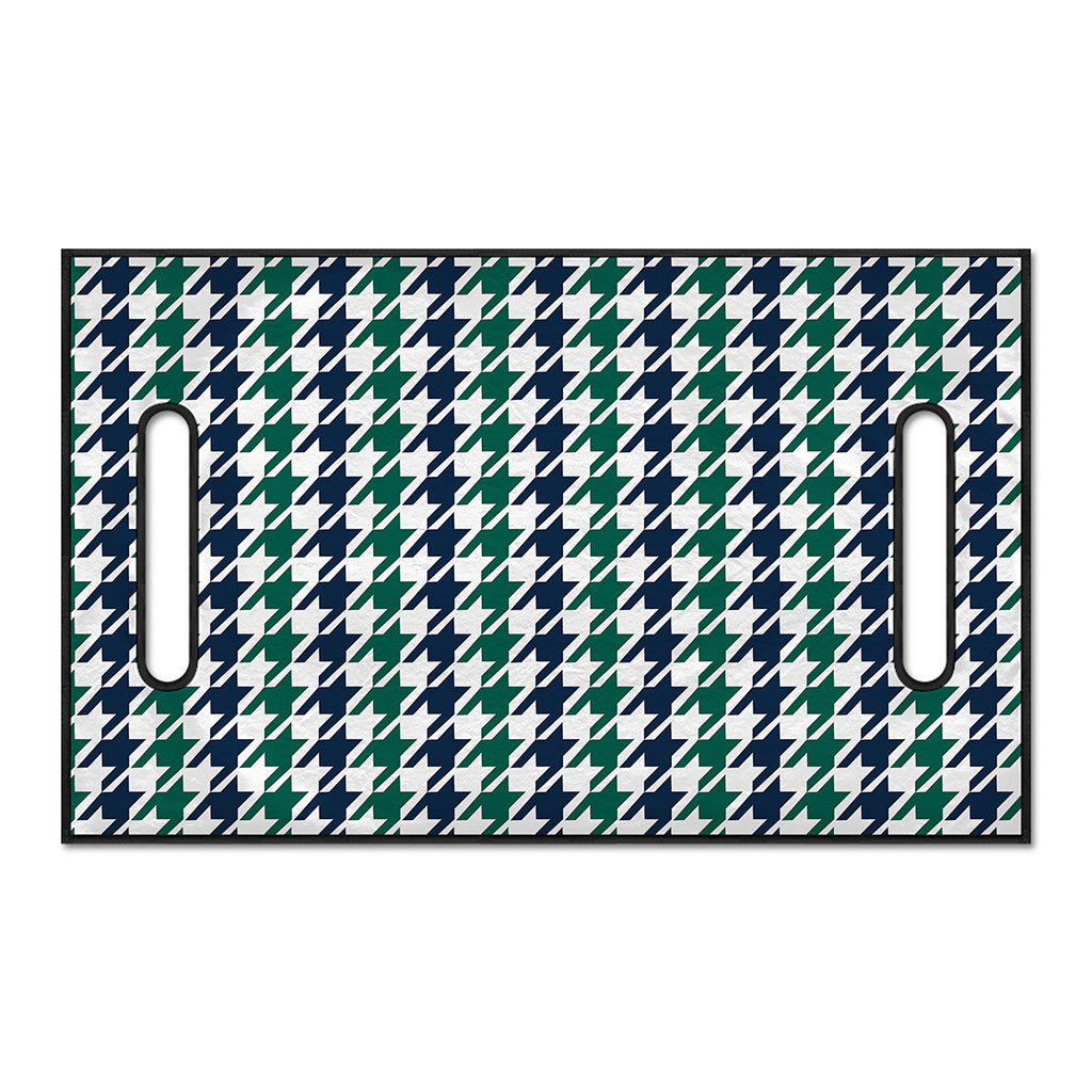 Blue Green And White Houndstooth Print Golf Cart Seat Cover