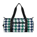 Blue Green And White Houndstooth Print Gym Bag