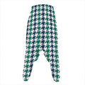 Blue Green And White Houndstooth Print Hammer Pants