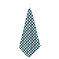 Blue Green And White Houndstooth Print Hand Towel